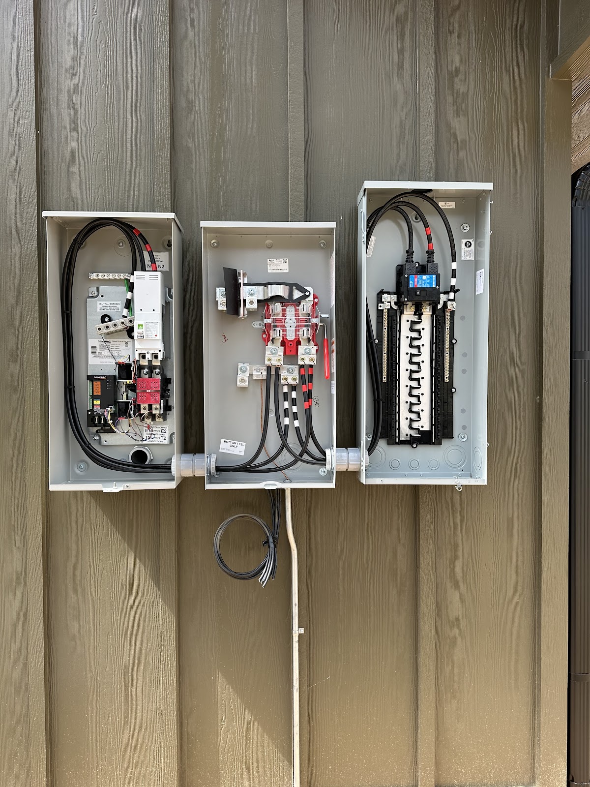 Three-panel electrical service installation by Bonner Electric